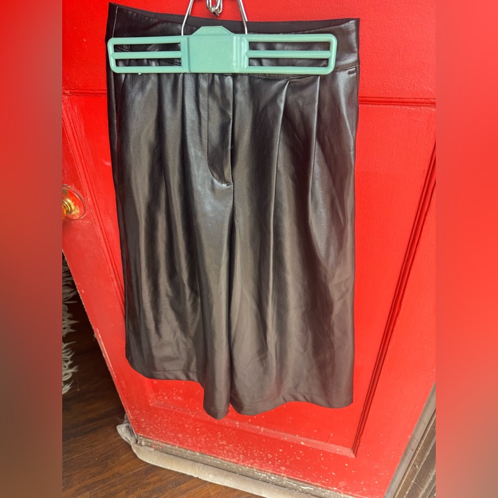 Black Armani Exchange Leather Culotte Trouser